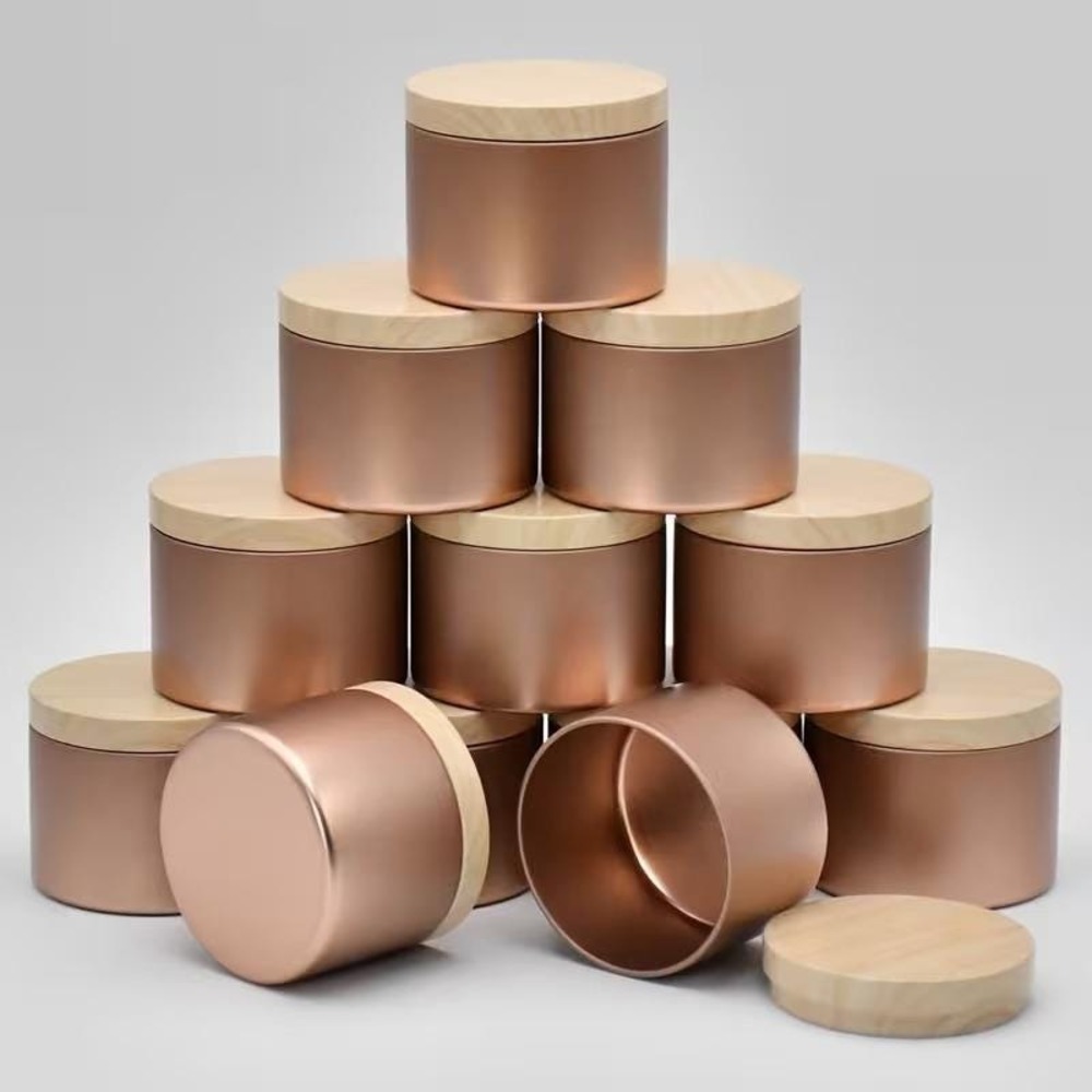 NEW Rose Gold Candle Jars 12 Pack 8oz Metal Containers‎ Lid DIY Candle Making